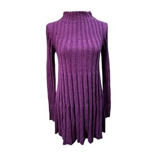 Anthropologie Rosie Neira Sz M Wool Blend A-Line Ribbed Knit Dress Staple NEW